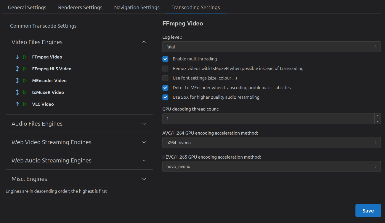 ffmpeg settings